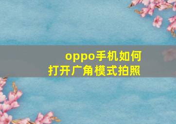 oppo手机如何打开广角模式拍照