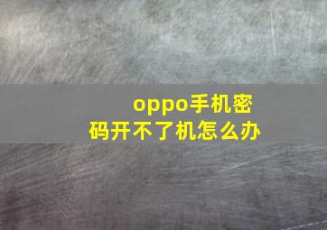 oppo手机密码开不了机怎么办