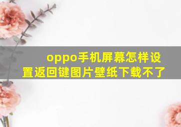 oppo手机屏幕怎样设置返回键图片壁纸下载不了