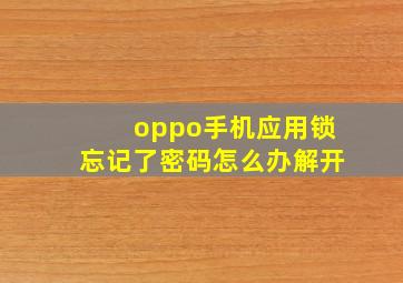 oppo手机应用锁忘记了密码怎么办解开