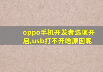 oppo手机开发者选项开启,usb打不开啥原因呢