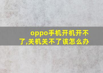 oppo手机开机开不了,关机关不了该怎么办