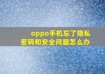 oppo手机忘了隐私密码和安全问题怎么办