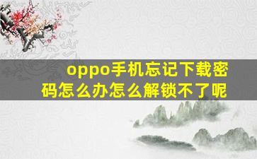 oppo手机忘记下载密码怎么办怎么解锁不了呢