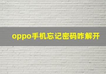 oppo手机忘记密码咋解开