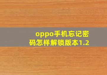 oppo手机忘记密码怎样解锁版本1.2