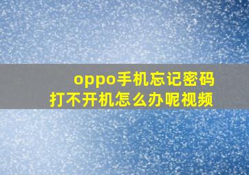 oppo手机忘记密码打不开机怎么办呢视频