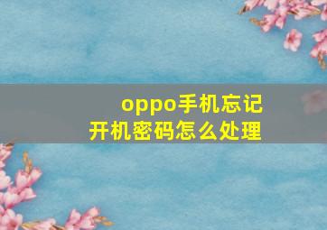 oppo手机忘记开机密码怎么处理