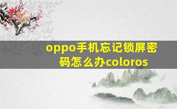 oppo手机忘记锁屏密码怎么办coloros