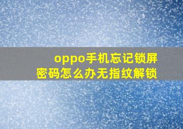 oppo手机忘记锁屏密码怎么办无指纹解锁