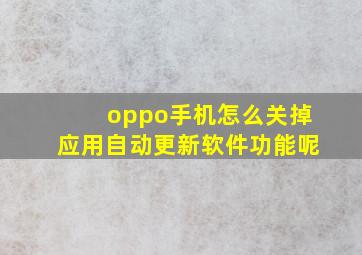 oppo手机怎么关掉应用自动更新软件功能呢