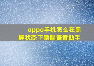 oppo手机怎么在黑屏状态下唤醒语音助手