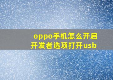 oppo手机怎么开启开发者选项打开usb