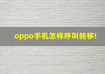 oppo手机怎样呼叫转移!