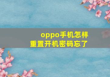 oppo手机怎样重置开机密码忘了