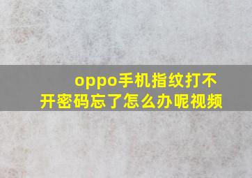 oppo手机指纹打不开密码忘了怎么办呢视频