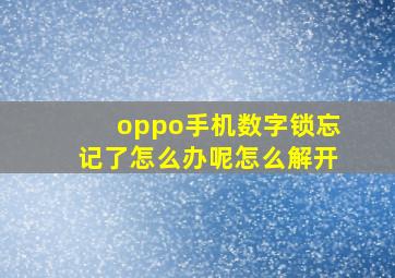 oppo手机数字锁忘记了怎么办呢怎么解开