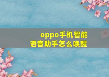 oppo手机智能语音助手怎么唤醒