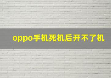 oppo手机死机后开不了机