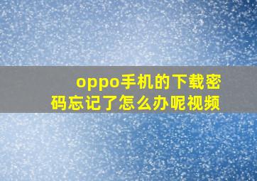 oppo手机的下载密码忘记了怎么办呢视频