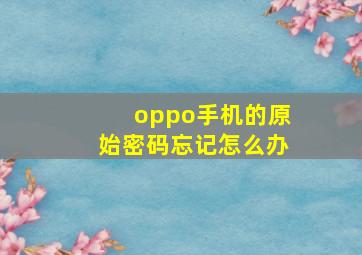 oppo手机的原始密码忘记怎么办