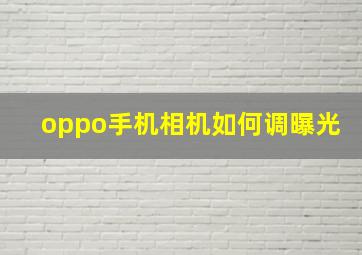 oppo手机相机如何调曝光