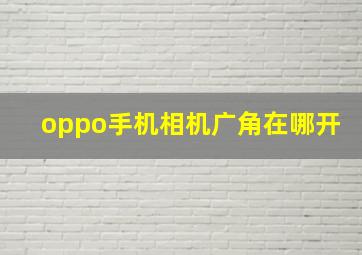 oppo手机相机广角在哪开