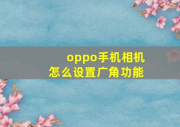 oppo手机相机怎么设置广角功能