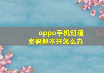 oppo手机知道密码解不开怎么办