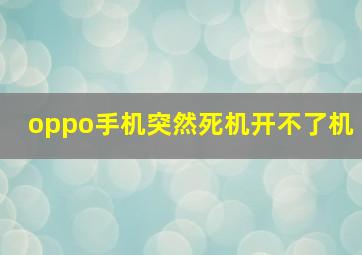 oppo手机突然死机开不了机