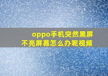 oppo手机突然黑屏不亮屏幕怎么办呢视频