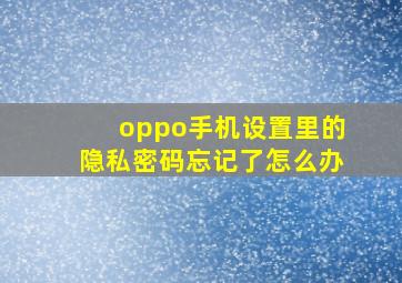 oppo手机设置里的隐私密码忘记了怎么办