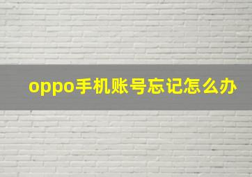 oppo手机账号忘记怎么办