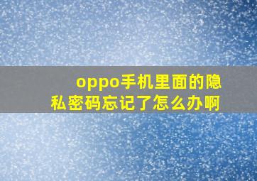 oppo手机里面的隐私密码忘记了怎么办啊