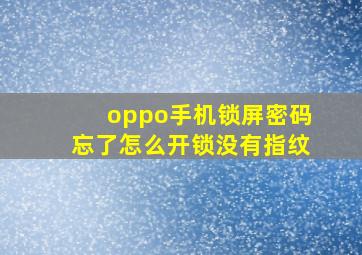 oppo手机锁屏密码忘了怎么开锁没有指纹