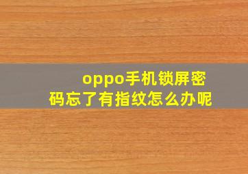 oppo手机锁屏密码忘了有指纹怎么办呢