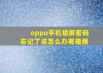 oppo手机锁屏密码忘记了该怎么办呢视频