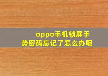 oppo手机锁屏手势密码忘记了怎么办呢