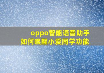 oppo智能语音助手如何唤醒小爱同学功能