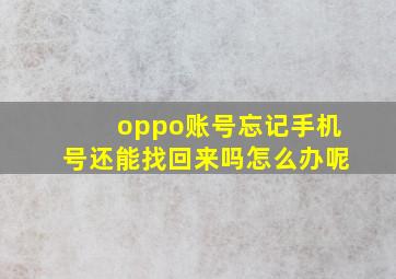 oppo账号忘记手机号还能找回来吗怎么办呢