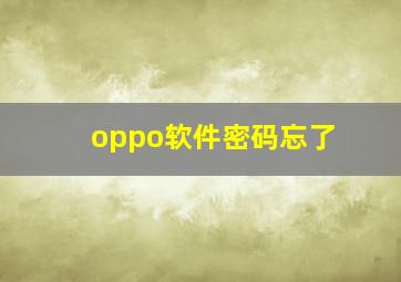 oppo软件密码忘了