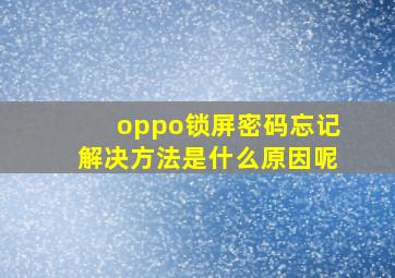 oppo锁屏密码忘记解决方法是什么原因呢