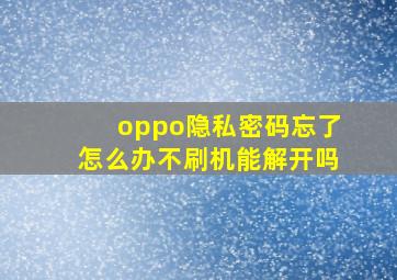 oppo隐私密码忘了怎么办不刷机能解开吗