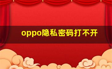 oppo隐私密码打不开