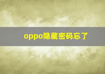 oppo隐藏密码忘了