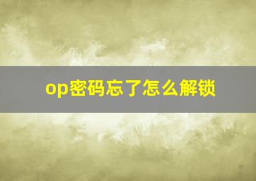 op密码忘了怎么解锁