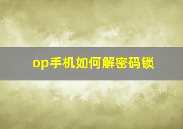 op手机如何解密码锁