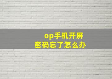 op手机开屏密码忘了怎么办