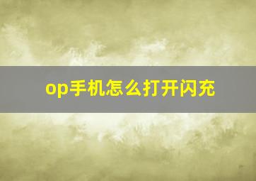 op手机怎么打开闪充