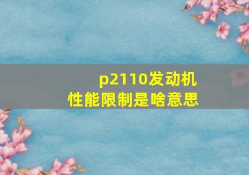 p2110发动机性能限制是啥意思